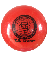 мяч для художественной гимнастики rgb-102, 15 см, красный, с блестками